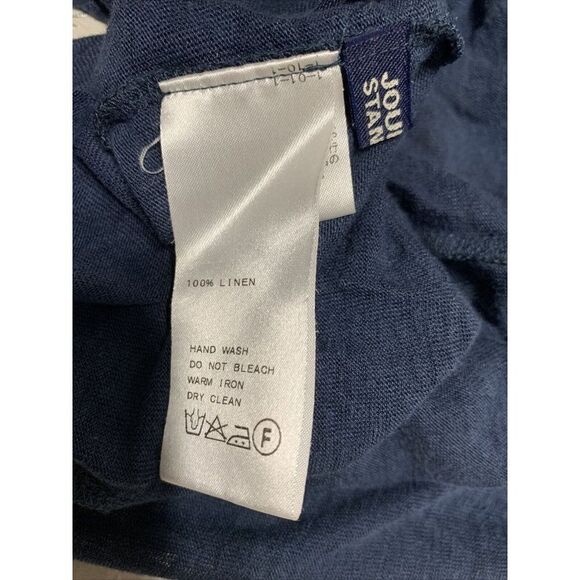 journal standard womens solid navy blue 100% linen cardiagn sweater large - Picture 3 of 4